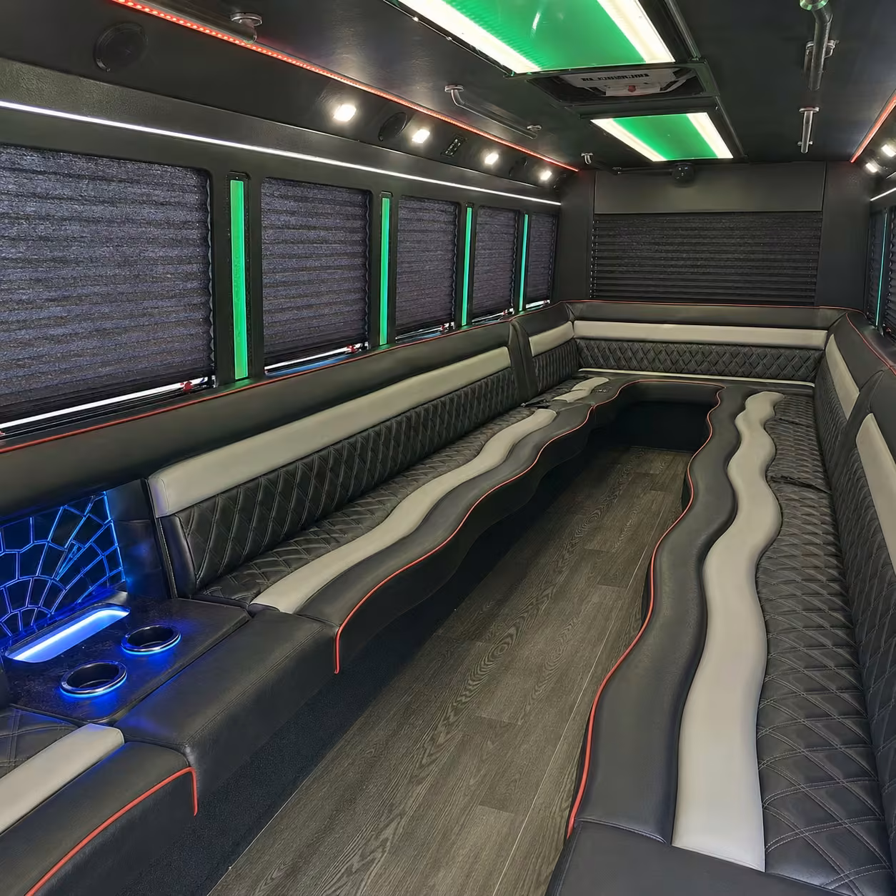 15 passenger party bus interior