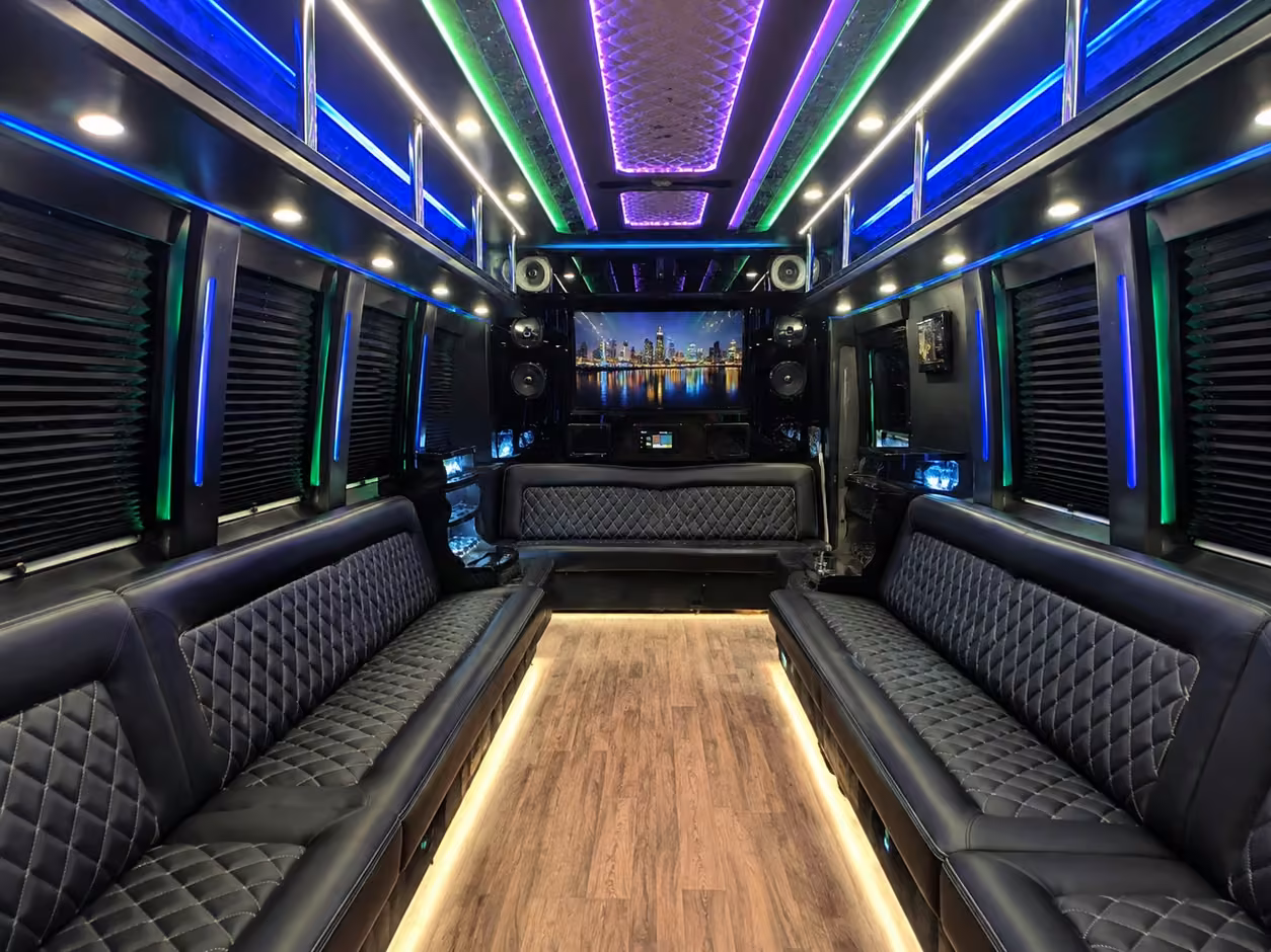 25 passenger party bus interior