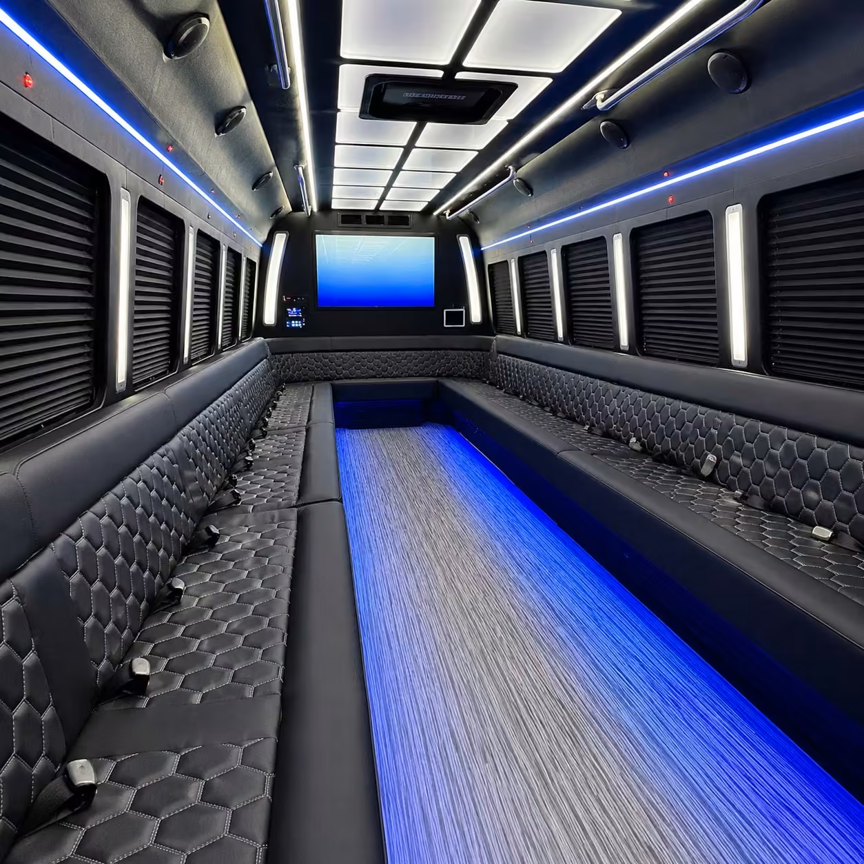 28 passenger party bus interior